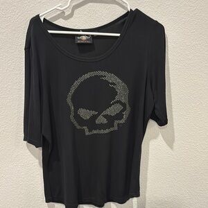 Rock & Republic Black Rhinestone Skull Tee